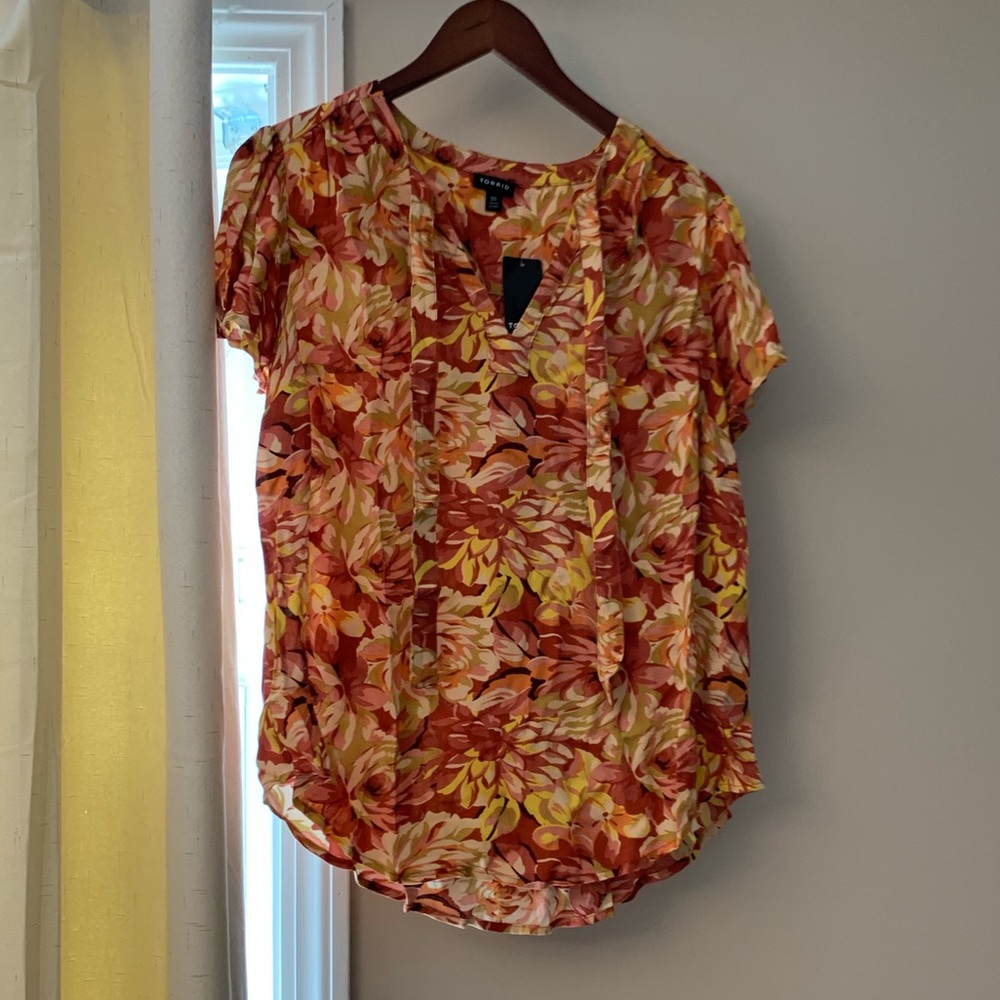 Torrid Peasant Blouse - Burnt Orange Floral